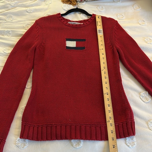 Vintage Y2K Tommy Hilfiger Logo Red Knit Sweater Size Small - Picture 8 of 8
